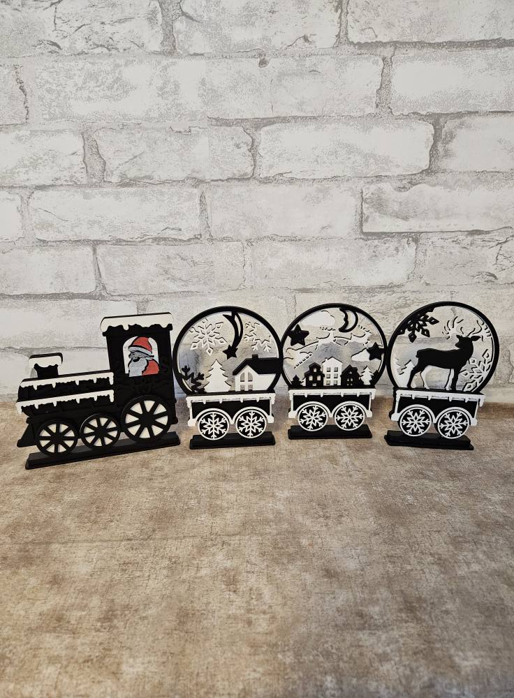Christmas globe train 4 pieces Laser cut