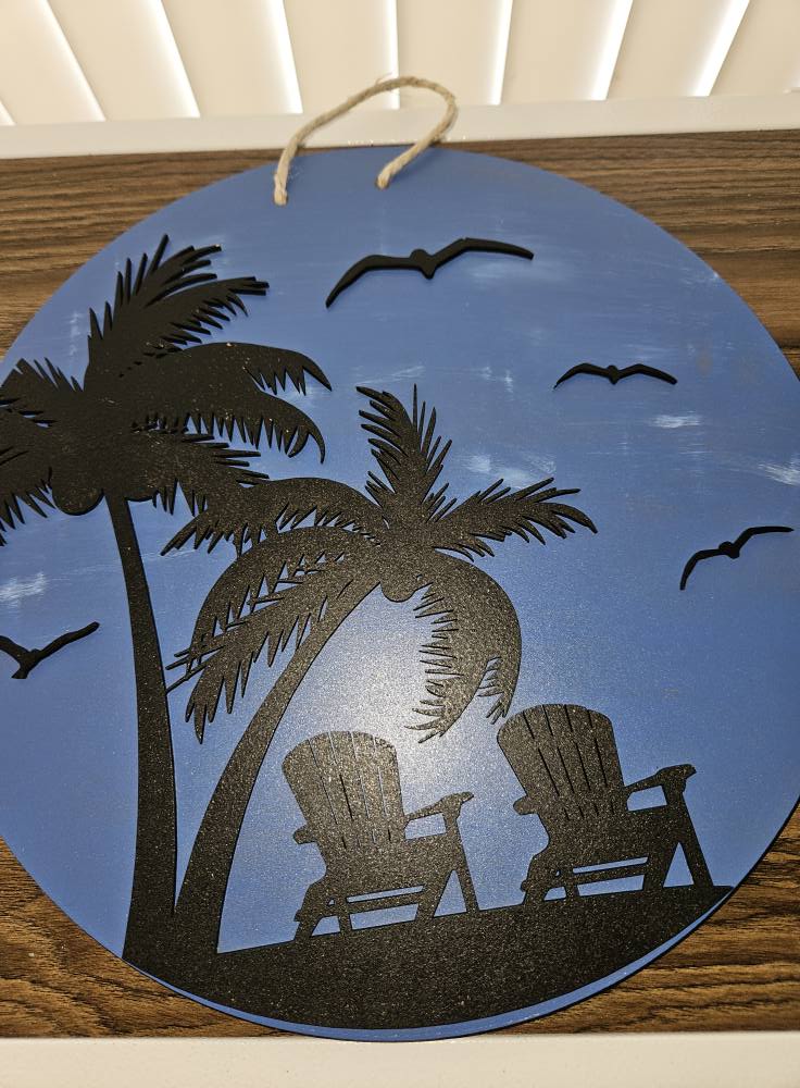 12" Door round chair silhouette Nite scene