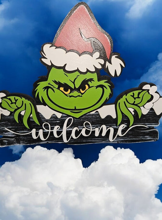 3D Grinch homemade Sign wood with stand