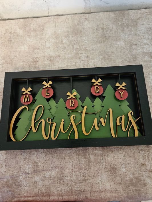 Festive Forest Christmas Tabletop Shadow Box