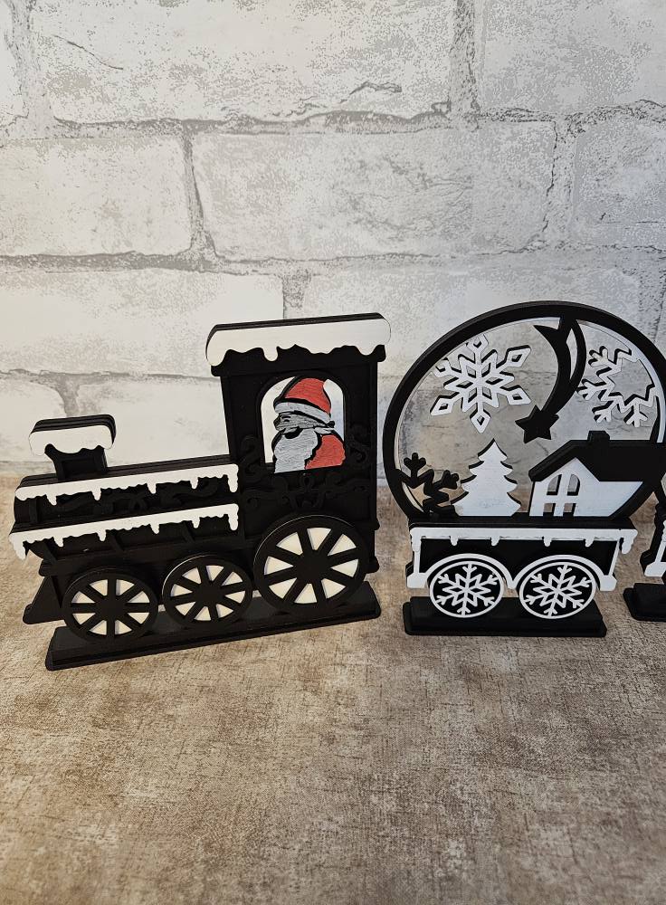 Christmas globe train 4 pieces Laser cut