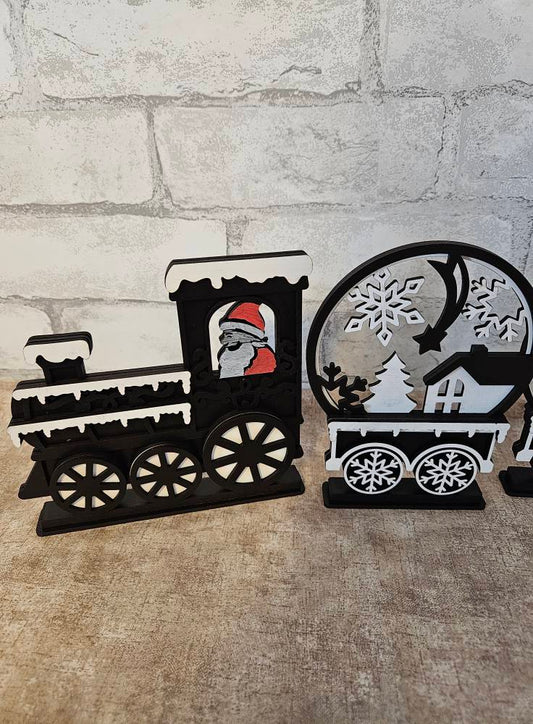 Christmas globe train 4 pieces Laser cut