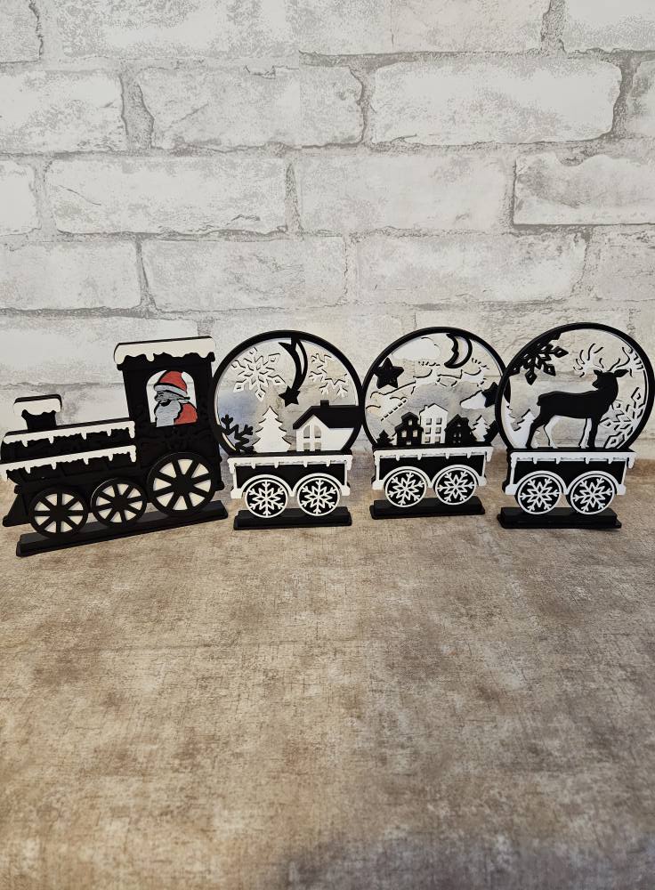 Christmas globe train 4 pieces Laser cut