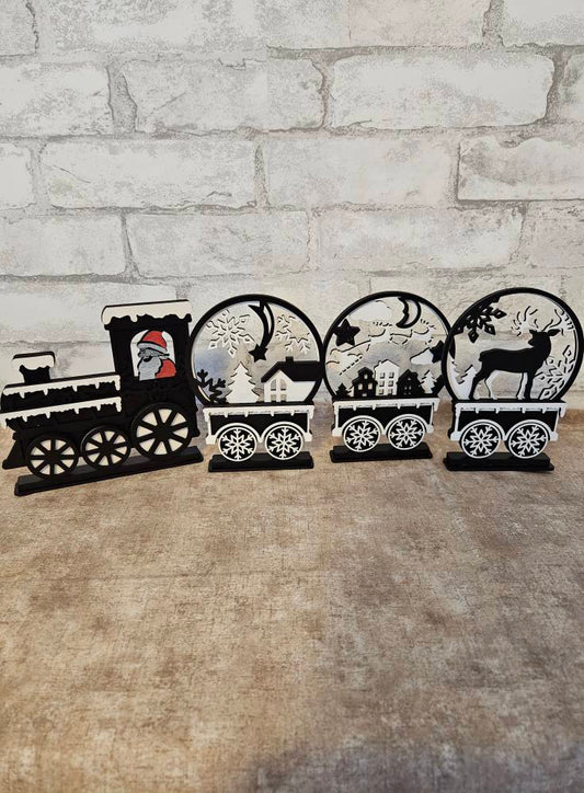 Christmas globe train 4 pieces Laser cut